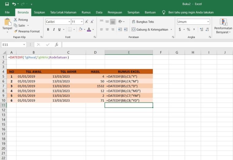 Cara Memunculkan Rumus Datedif Di Excel Gini Caranya 41132 Hot Sex