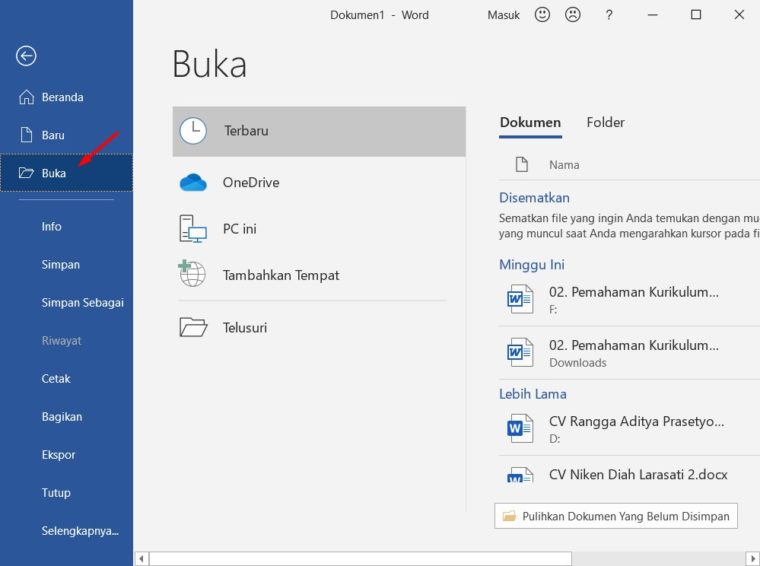 Fungsi menu dan ikon pada microsoft word