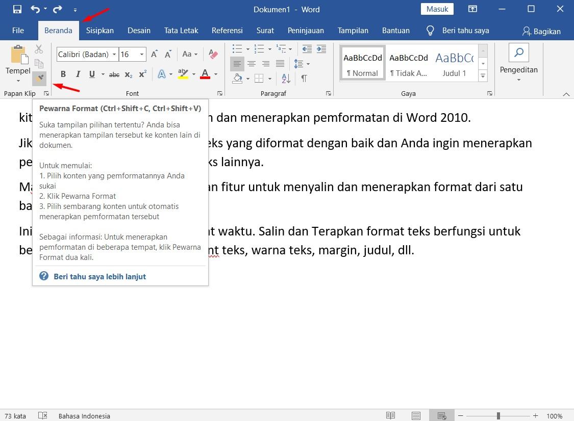 [Work] 2 Cara Apply Formatting Pada Microsoft Word 2010, 2013, 2016