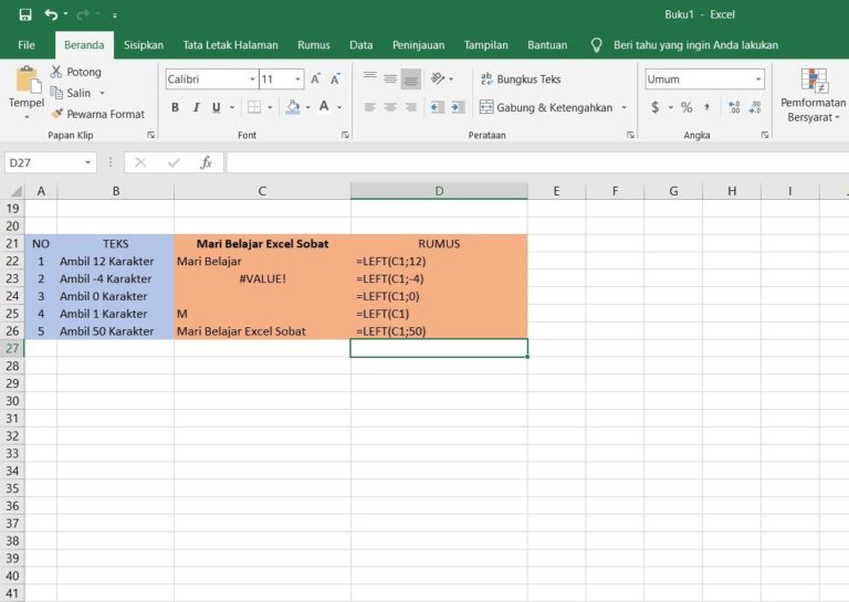 Cara Membuat Rumus Left Excel