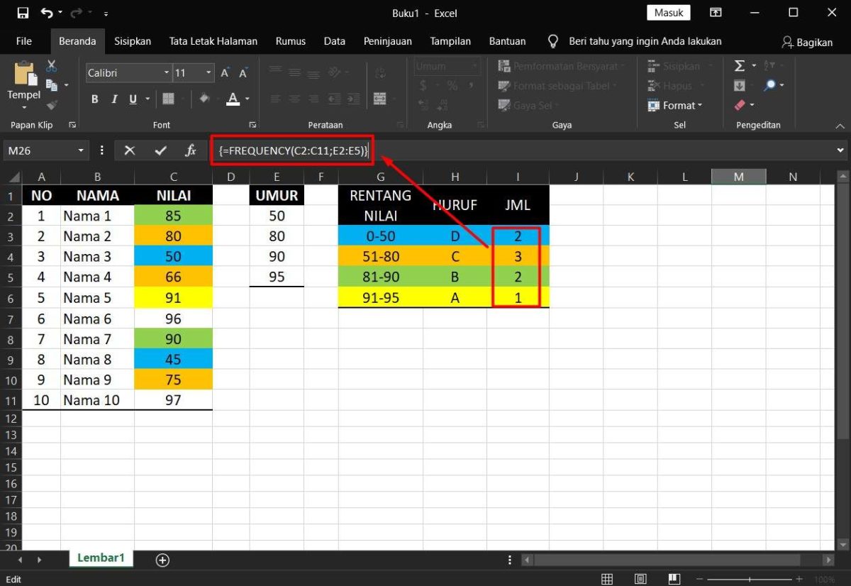 Rumus Frequency Kumpulan Rumus Dan Fungsi Excel - Photos