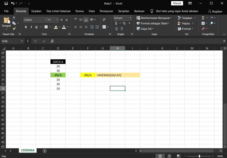 Contoh Ketiga Mencari Rata-Rata di Excel Dengan Rumus AVERAGE 2