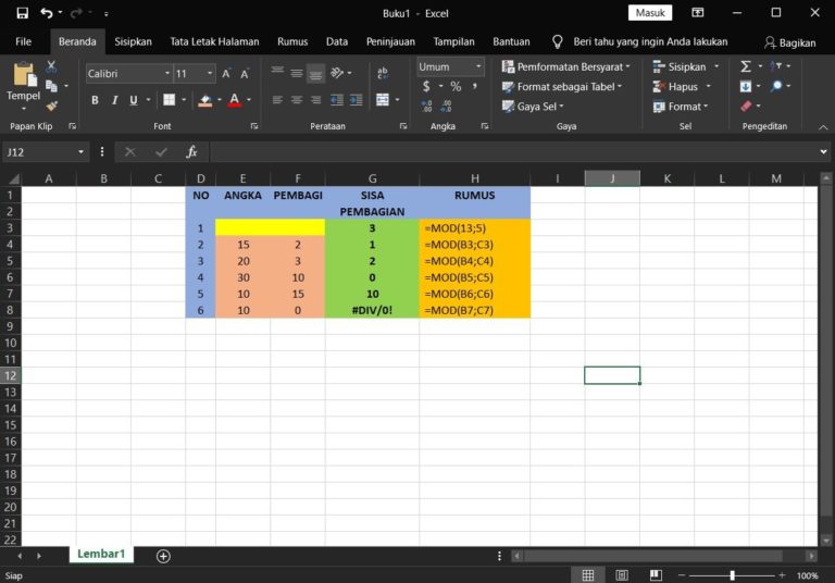 Cara Menggunakan Fungsirumus Mod Excel 6799