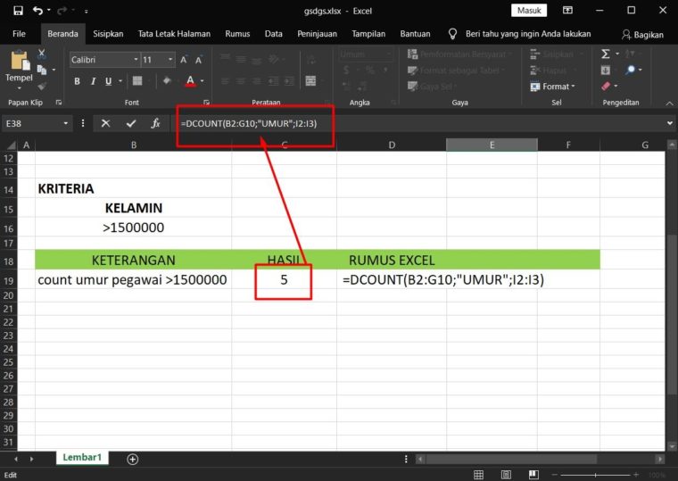 √ [100% Works] Cara Menggunakan Fungsi Database DCOUNT Excel