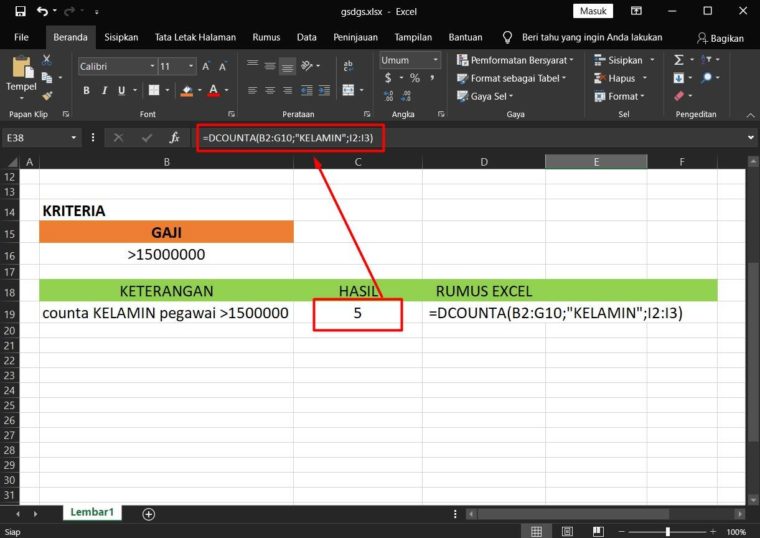 [100% Works] Cara Menggunakan Fungsi Database DCOUNTA Excel